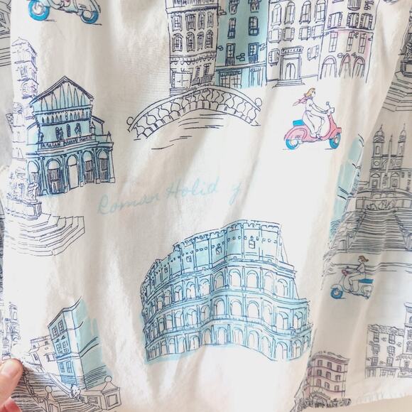 Talbots Long Sleeve Lightweight Blouse Small Cotton, Italy, Roman Holiday Cotton - Picture 6 of 7